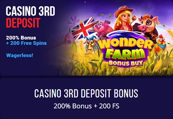 Wonder Farm slot bonus buy banner at BloodySlots Casino